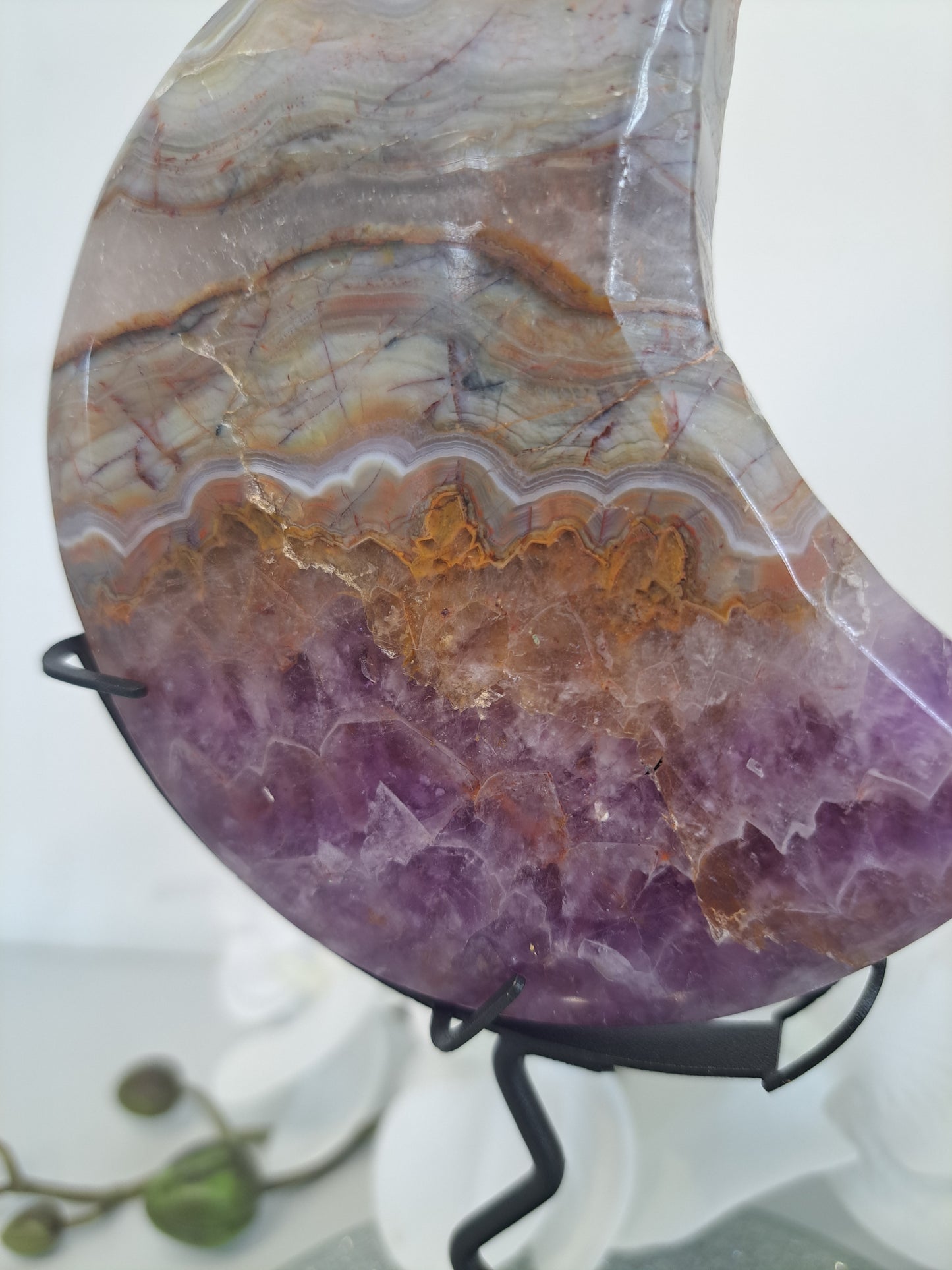 Amethyst Lace Agate Half Moon