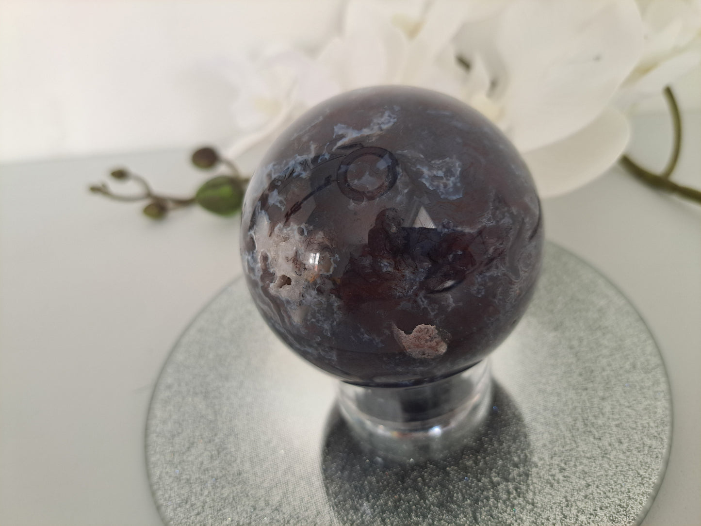 Moss agate sphere