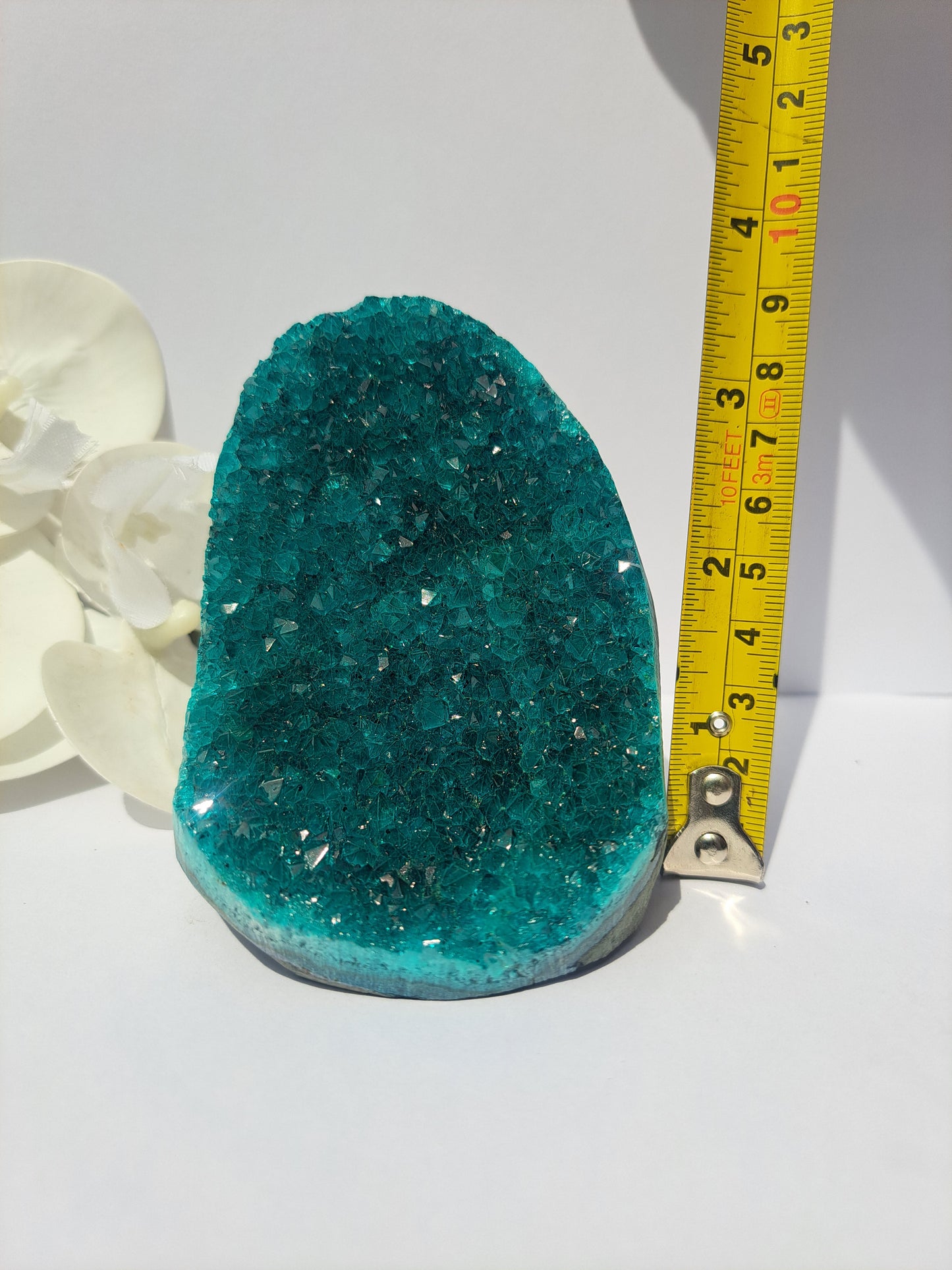 Blue ice jade dyed geode cluster