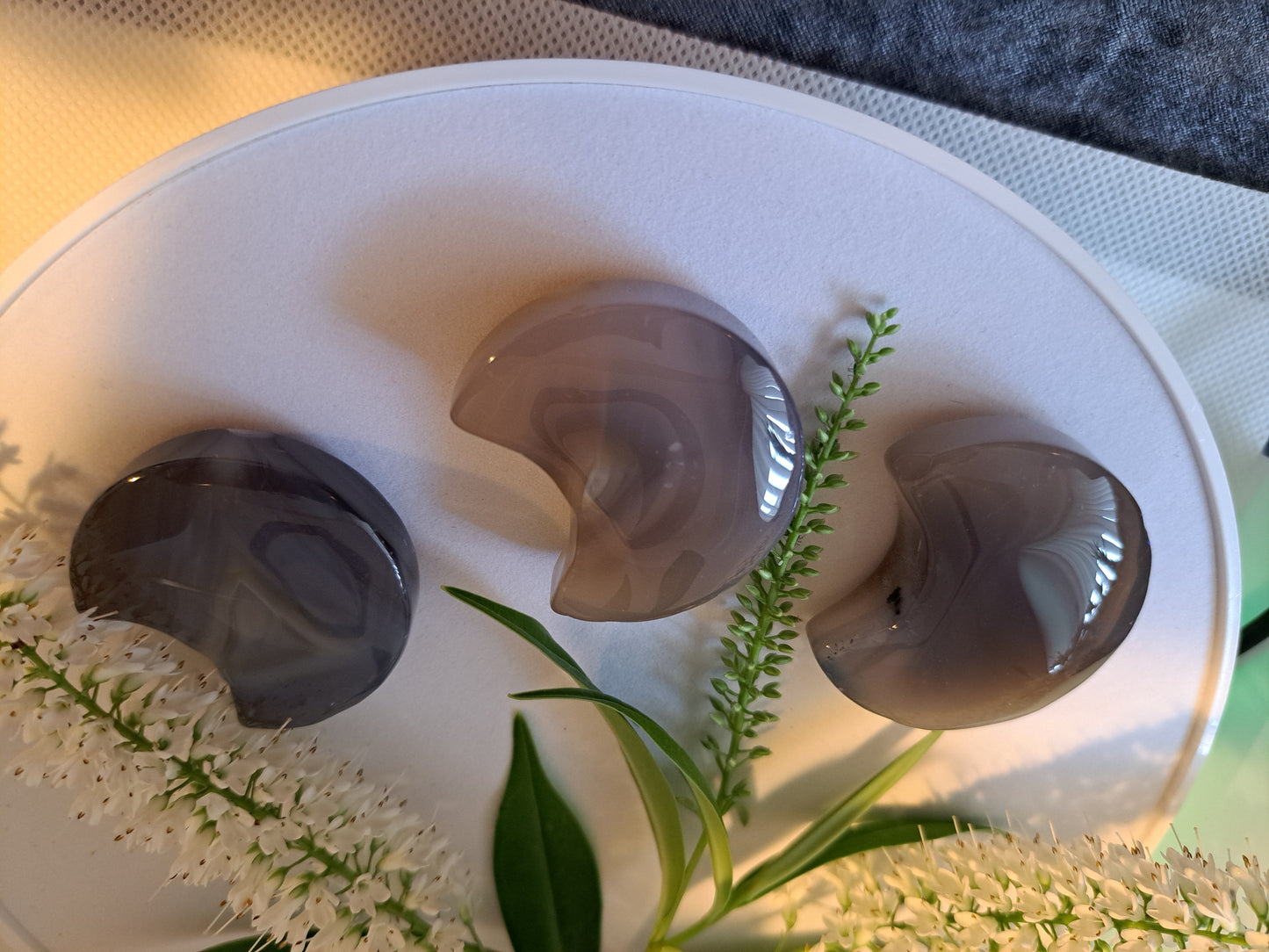 Crystal agate half moon