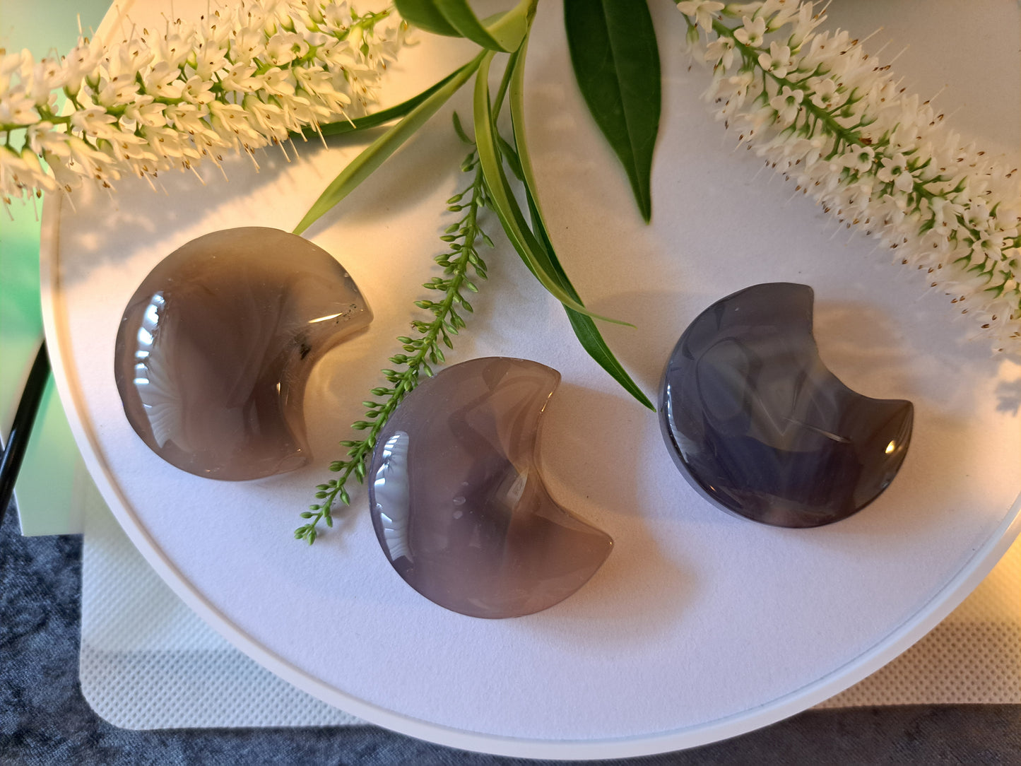 Crystal agate half moon