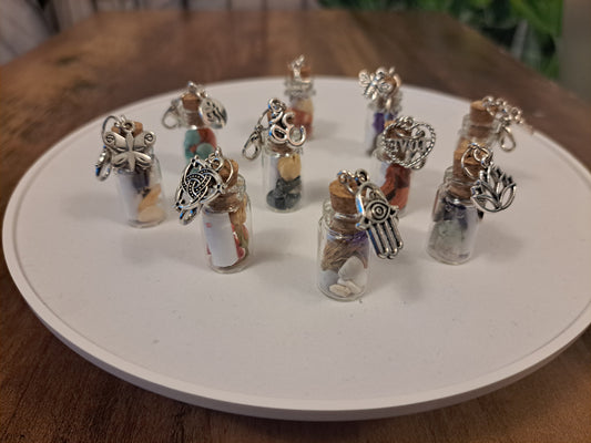 Tiny key ring wish bottles