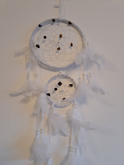 Stunning white dream catcher embellished with crystal gems