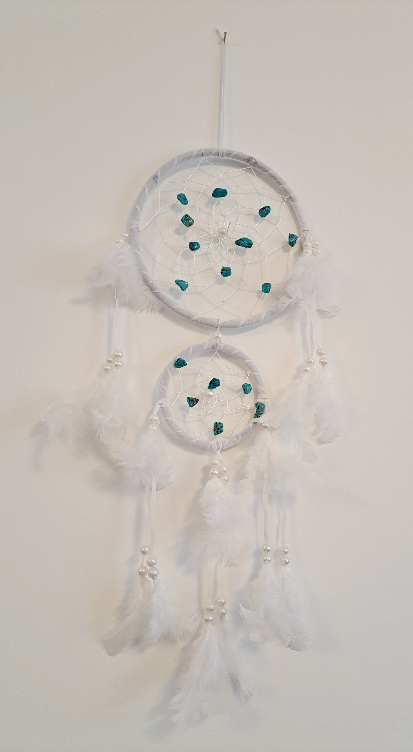 Stunning white dream catcher embellished with crystal gems