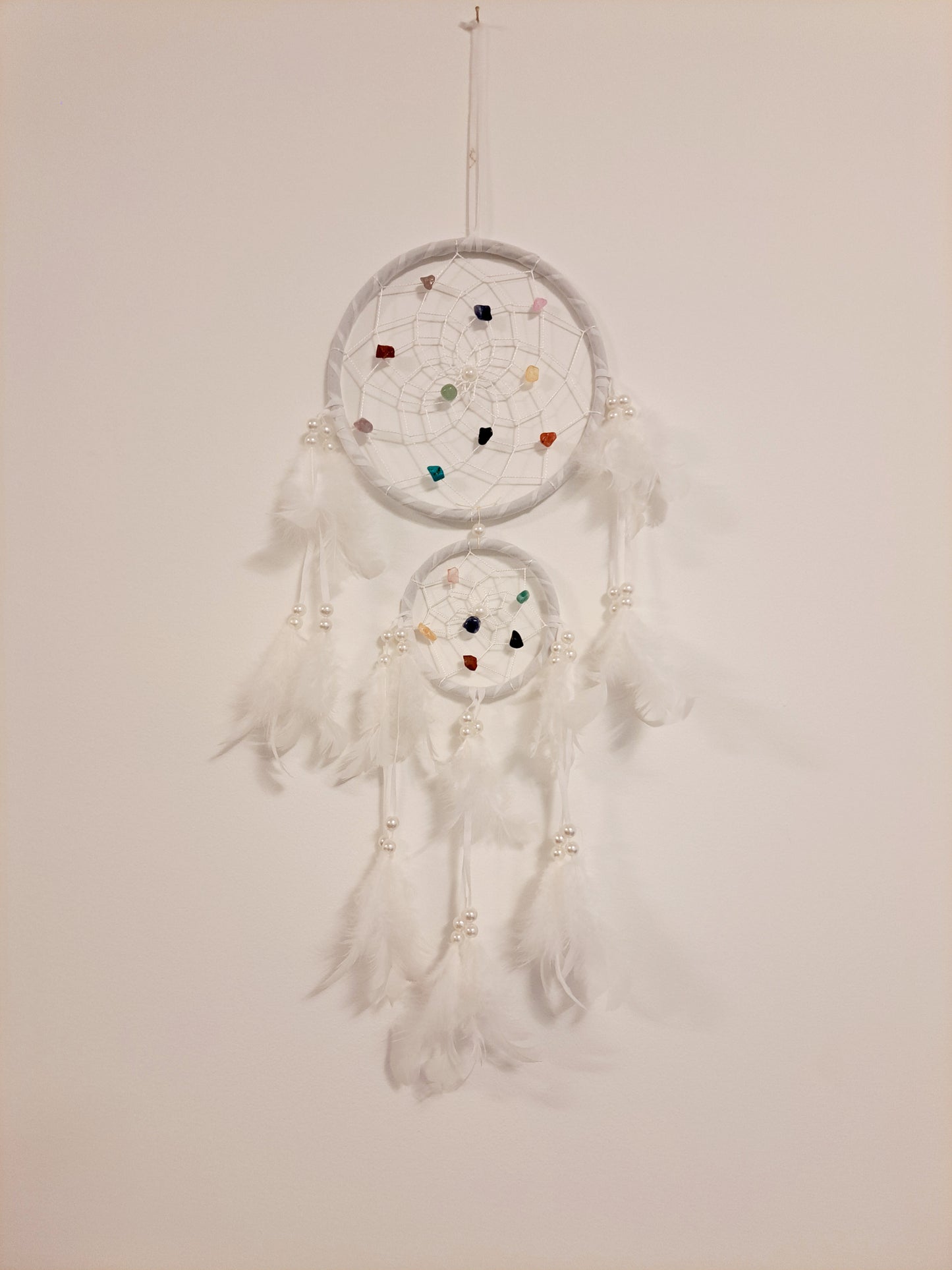 Stunning white dream catcher embellished with crystal gems