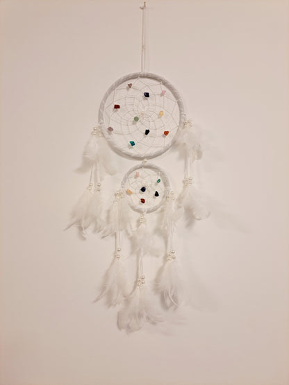 Stunning white dream catcher embellished with crystal gems