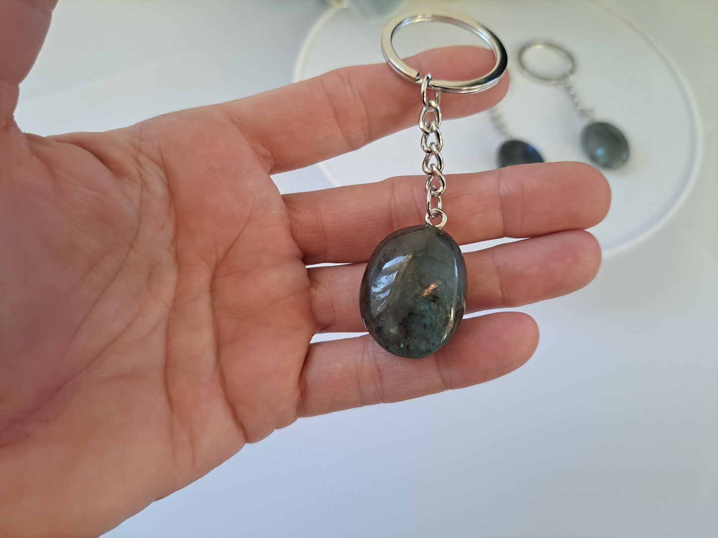 Labrodite crystal key ring