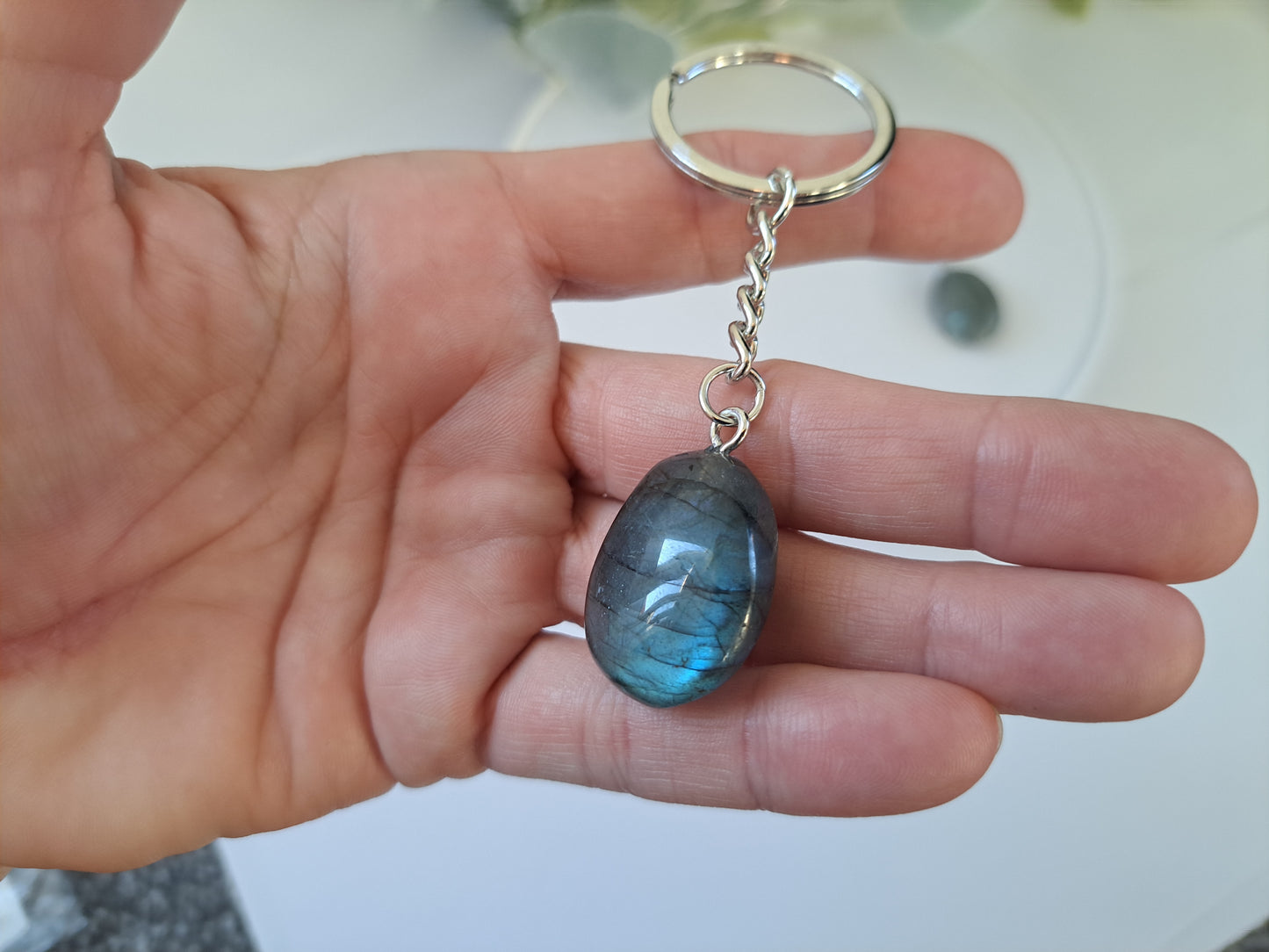 Labrodite crystal key ring