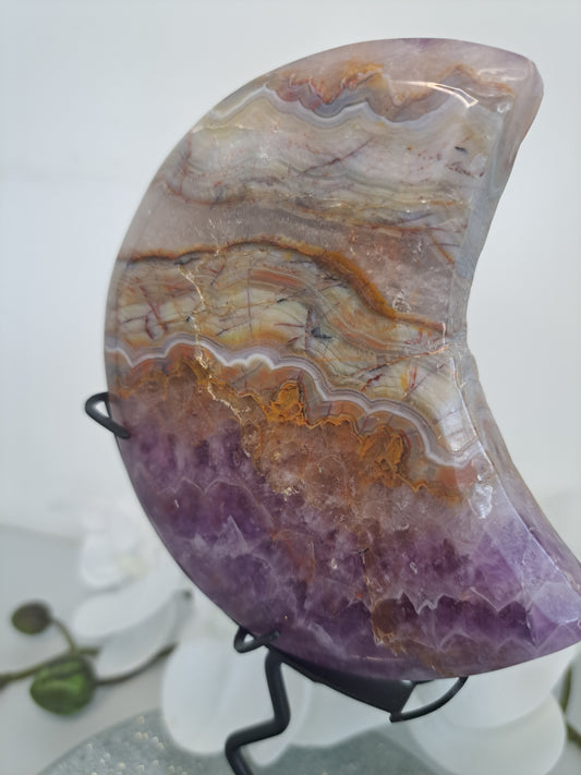 Amethyst Lace Agate Half Moon