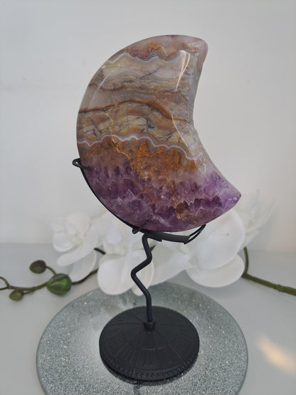 Amethyst Lace Agate Half Moon