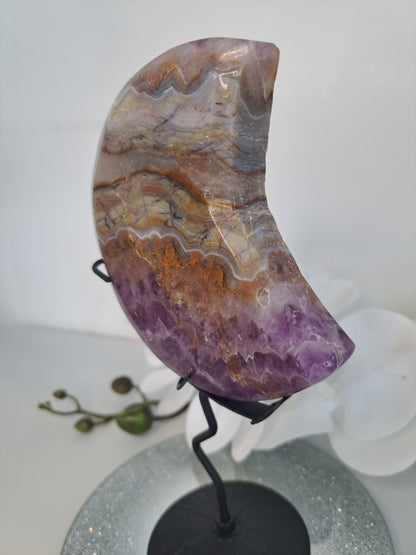 Amethyst Lace Agate Half Moon