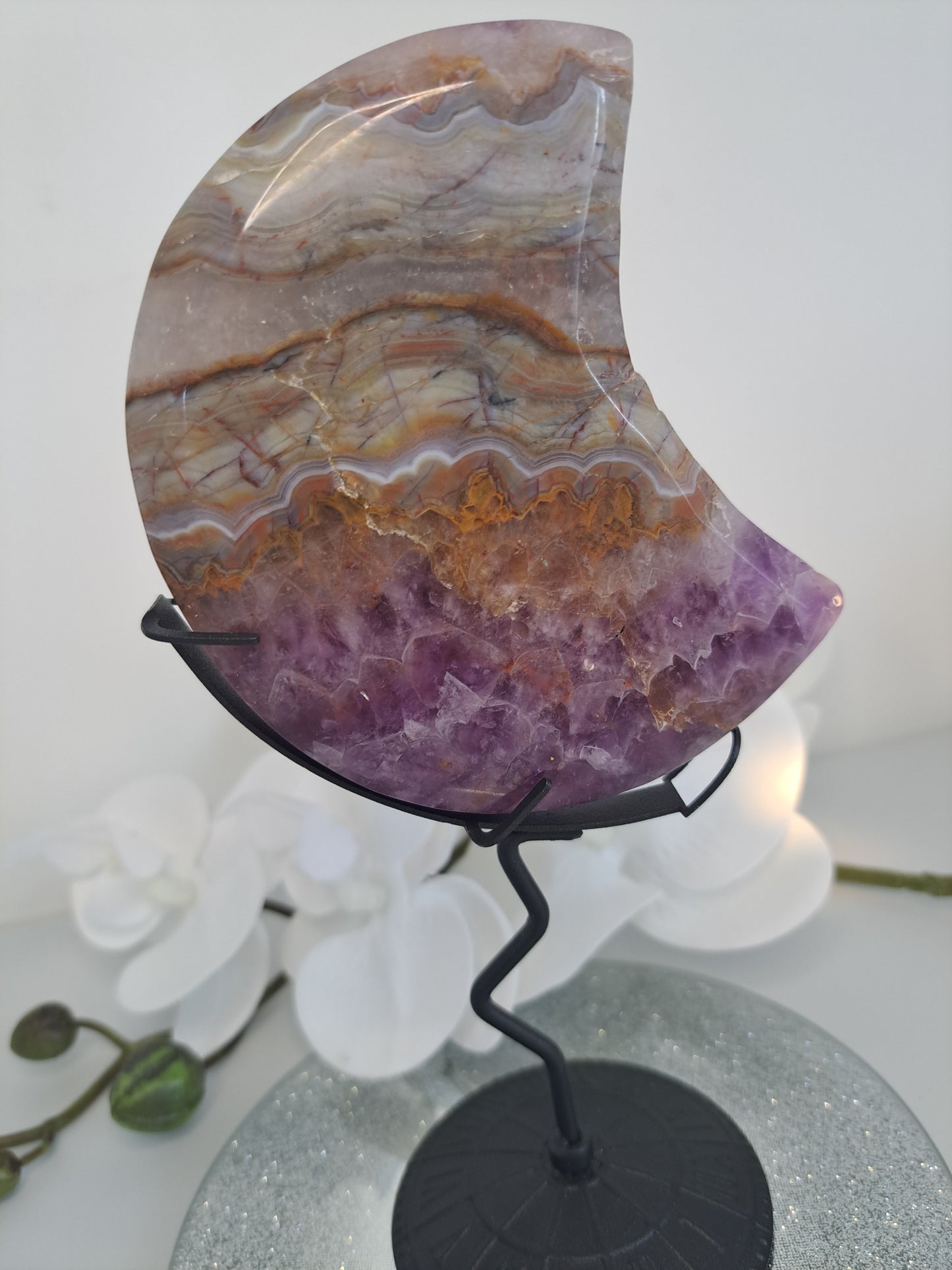 Amethyst Lace Agate Half Moon
