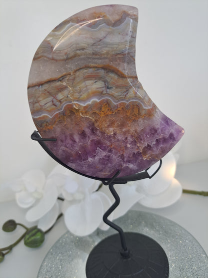 Amethyst Lace Agate Half Moon