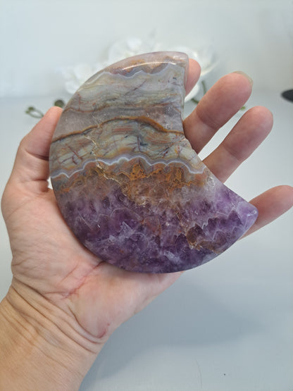 Amethyst Lace Agate Half Moon
