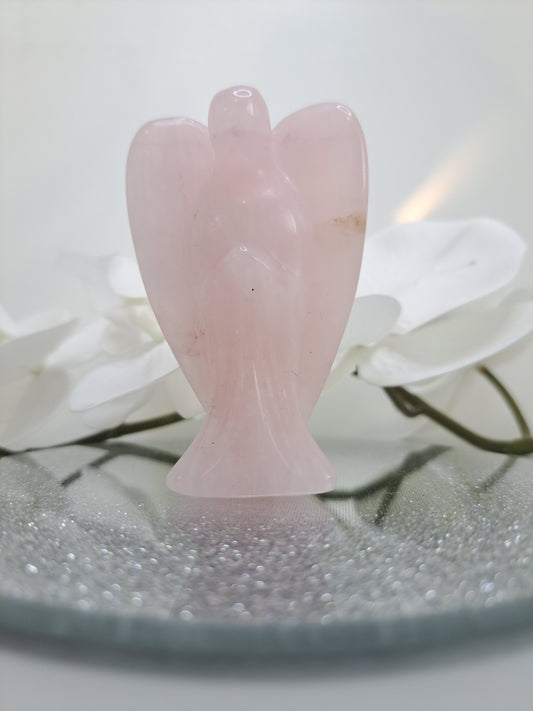 Large rose quartz angel