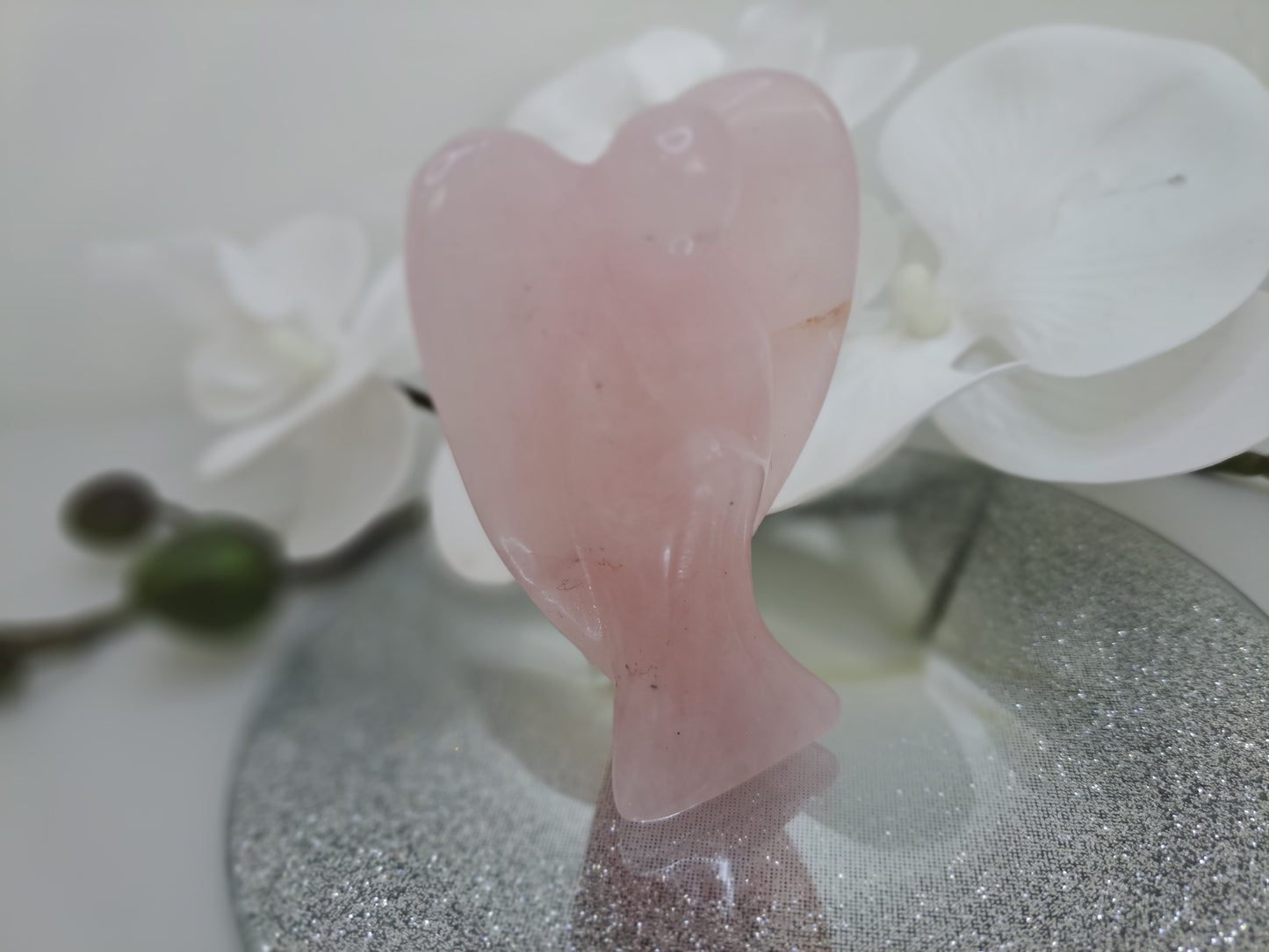 Large rose quartz angel