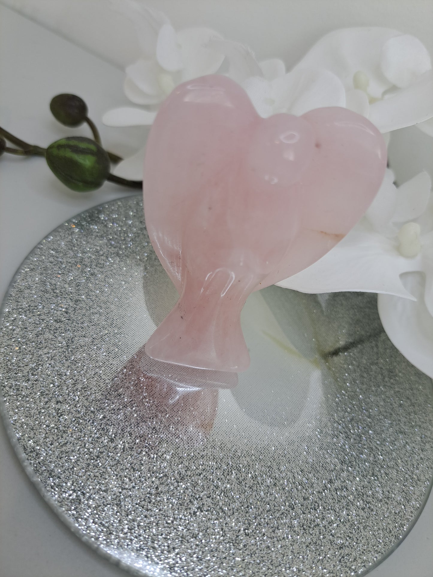Large rose quartz angel