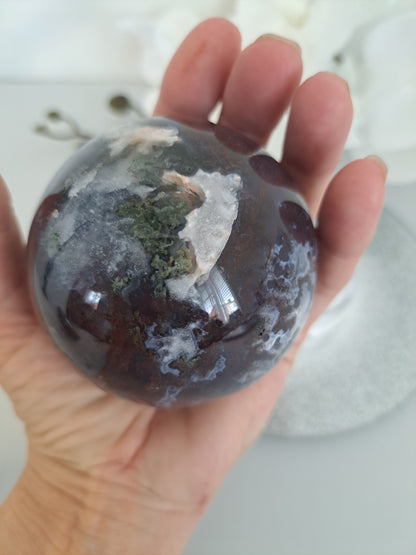 Moss agate sphere