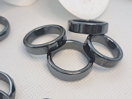 Flat style Hematite ring