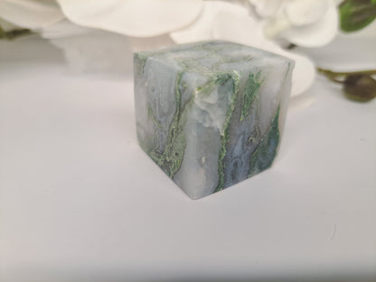 Moss Agate Cube