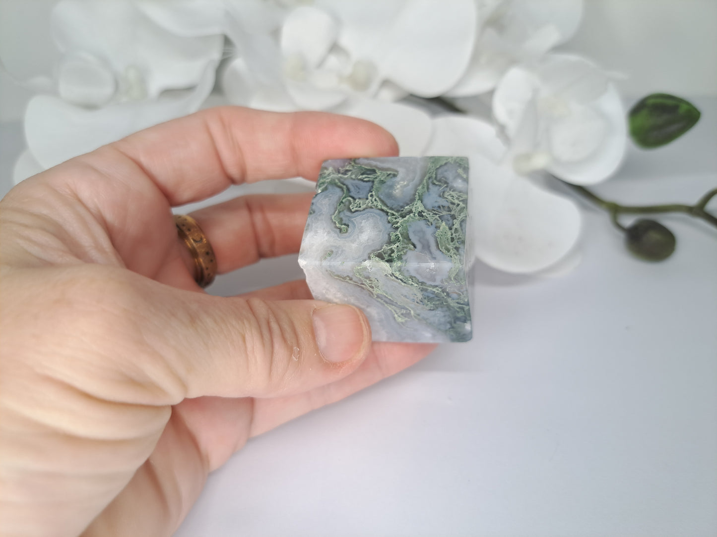 Moss Agate Cube