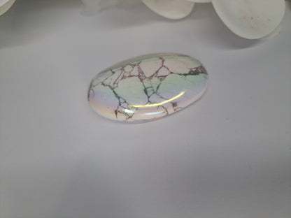 Rainbow Aura White Howlite Palm Stone