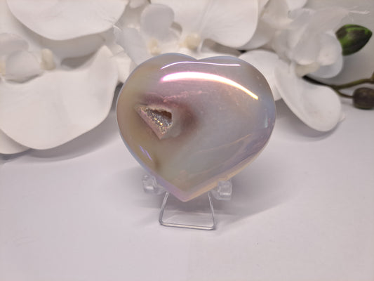 Rainbow Aura Agate Heart
