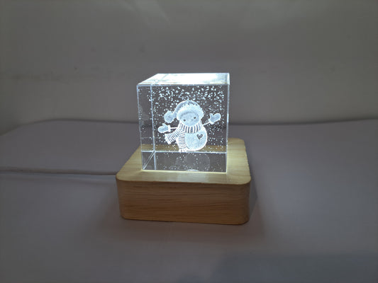 3D Crystal Glass  Snowman Cube