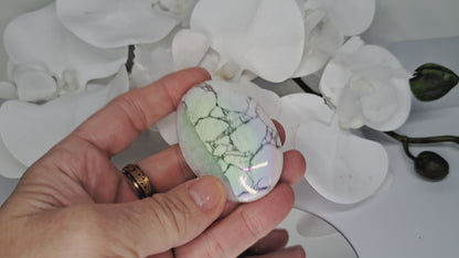 Rainbow Aura White Howlite Palm Stone