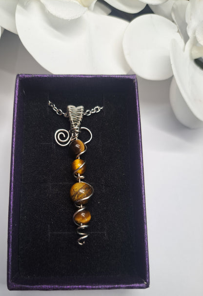 Tigers Eye with stainless steel wire and chain