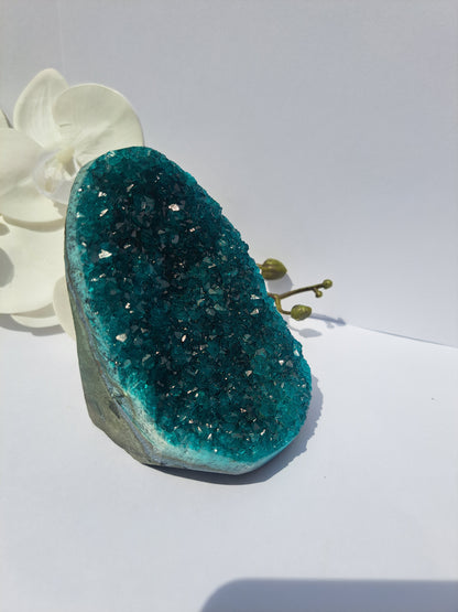 Blue ice jade dyed geode cluster