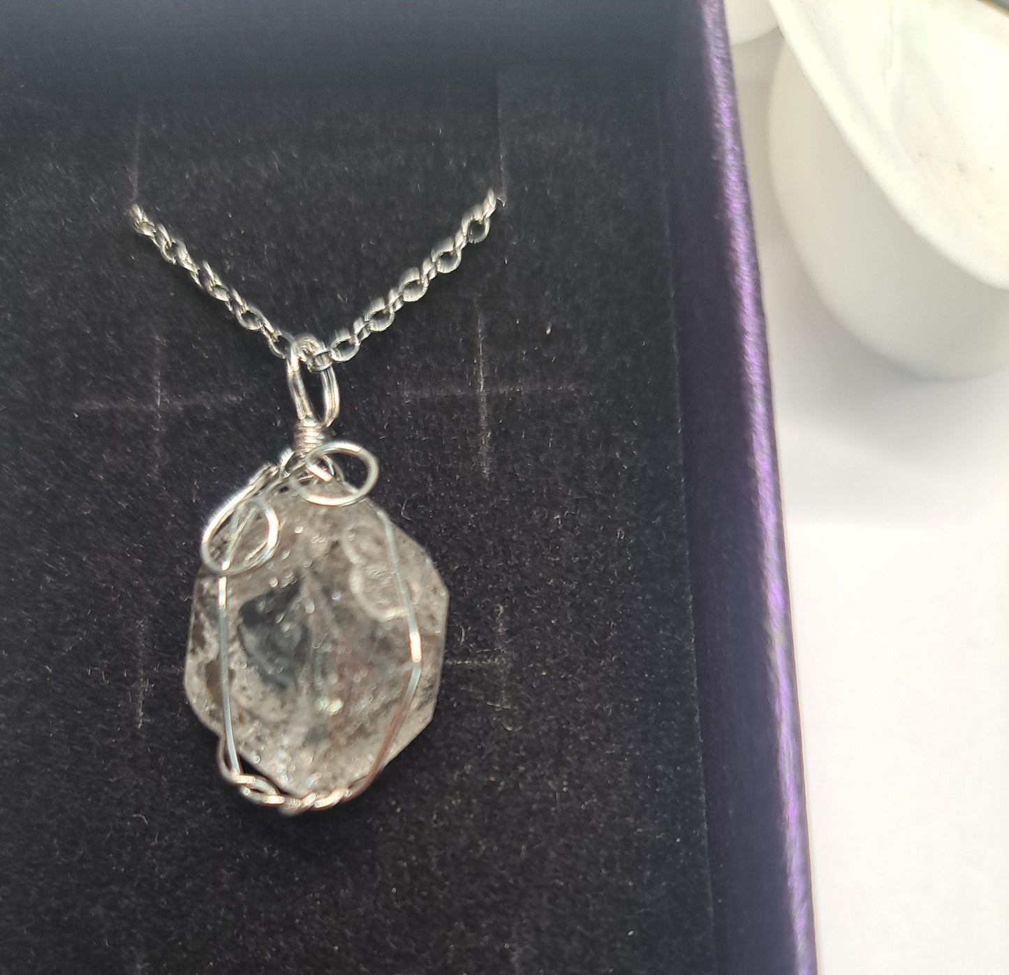Hand Crafted Herkimer diamond stainless steel chain necklace