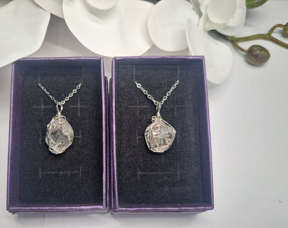 Hand Crafted Herkimer diamond stainless steel chain necklace