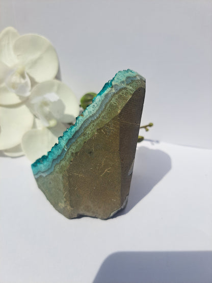Blue ice jade dyed geode cluster