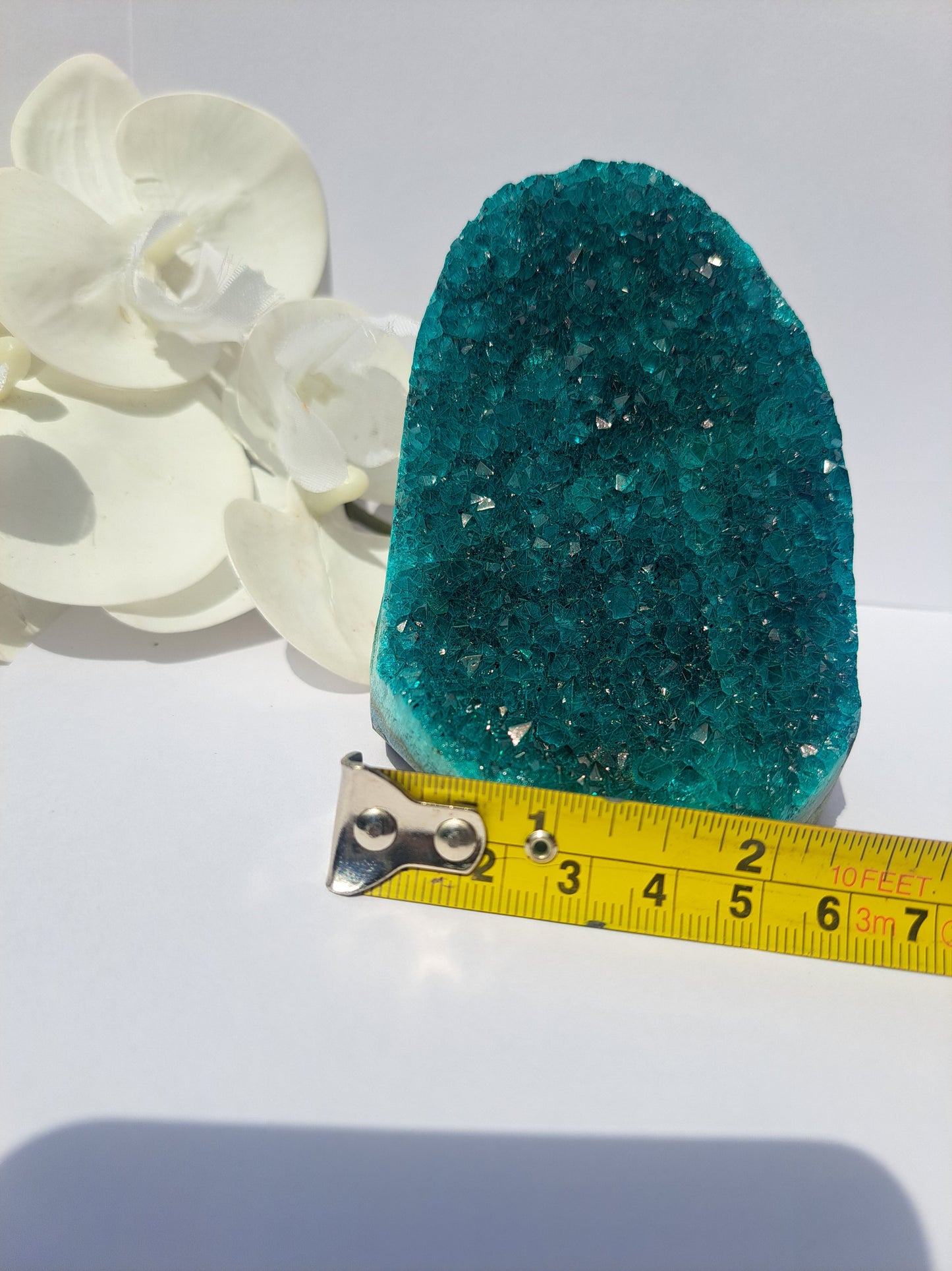 Blue ice jade dyed geode cluster