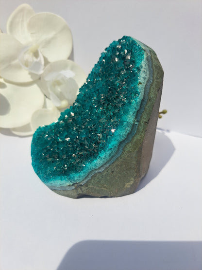 Blue ice jade dyed geode cluster