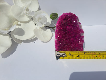 Dyed cyan pink geode cluster