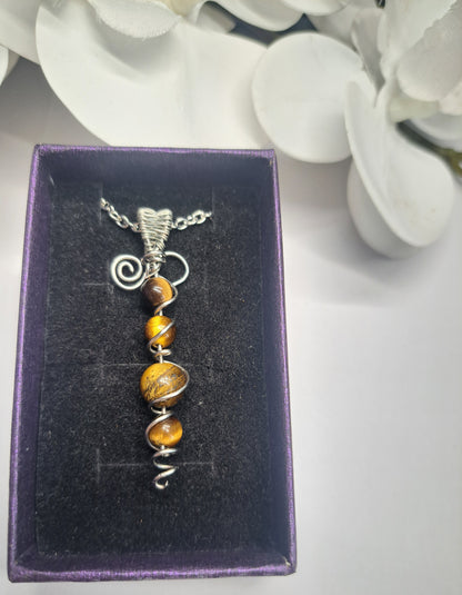 Tigers Eye with stainless steel wire and chain