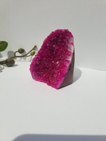 Dyed cyan pink geode cluster